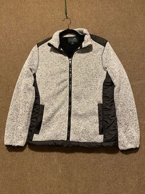 Canyon River  Gray Black Sweater Fleece Full Zip Sherpa Lined Jacket Size Small
